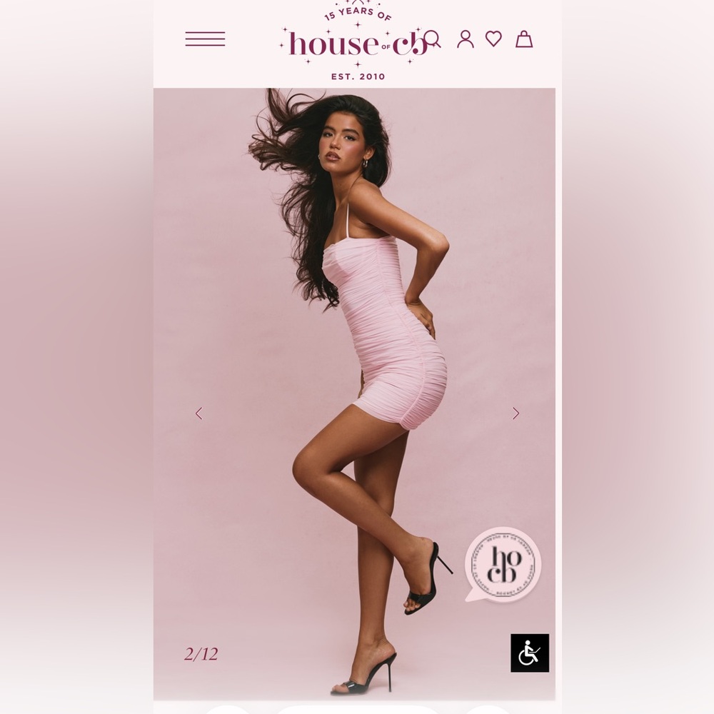 House of CB Ella Light Pink Ruched Mini Dress